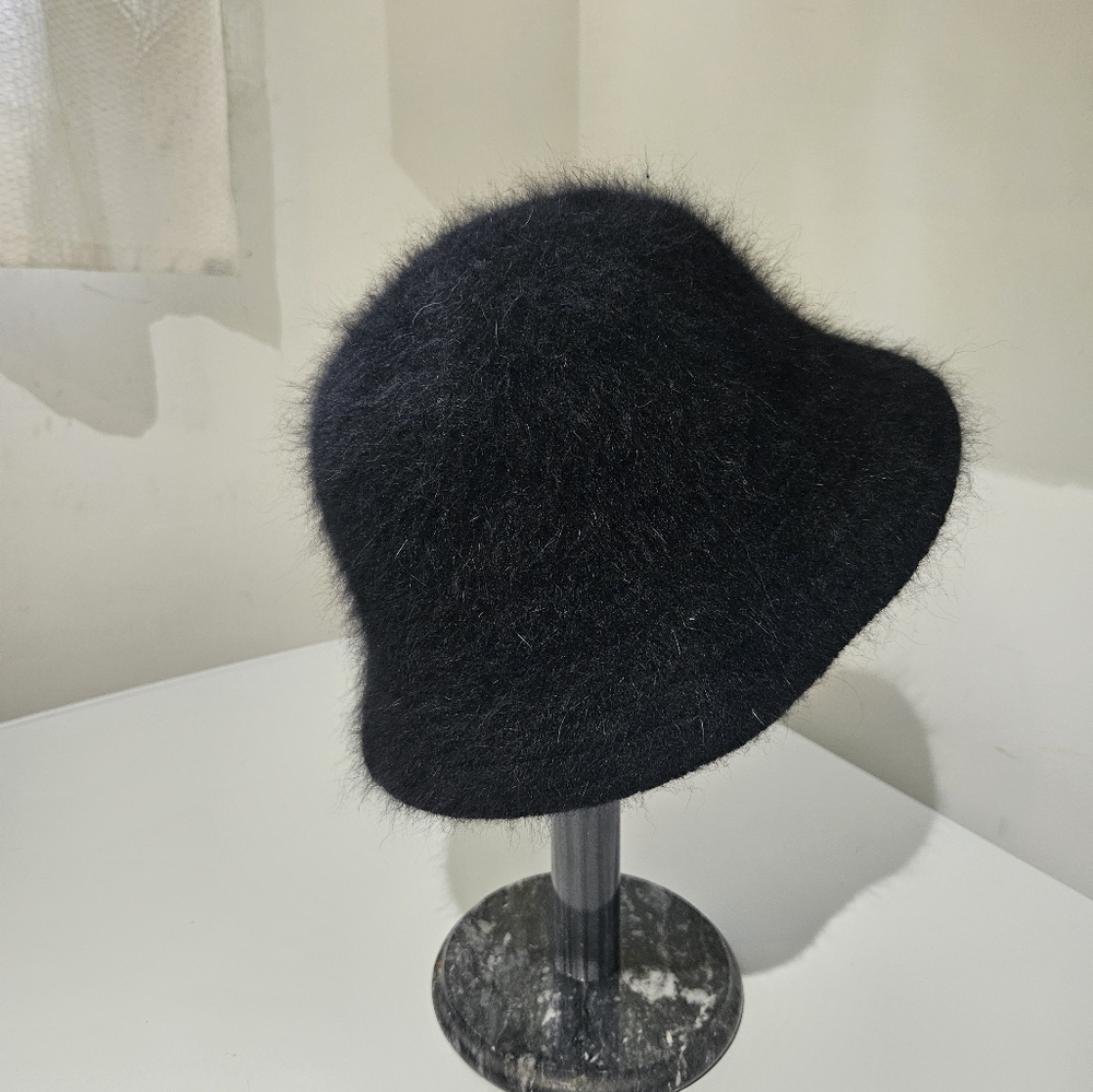 Angora Rabbit Hair Blend Black Lightweight Hat - Picture 5 of 6